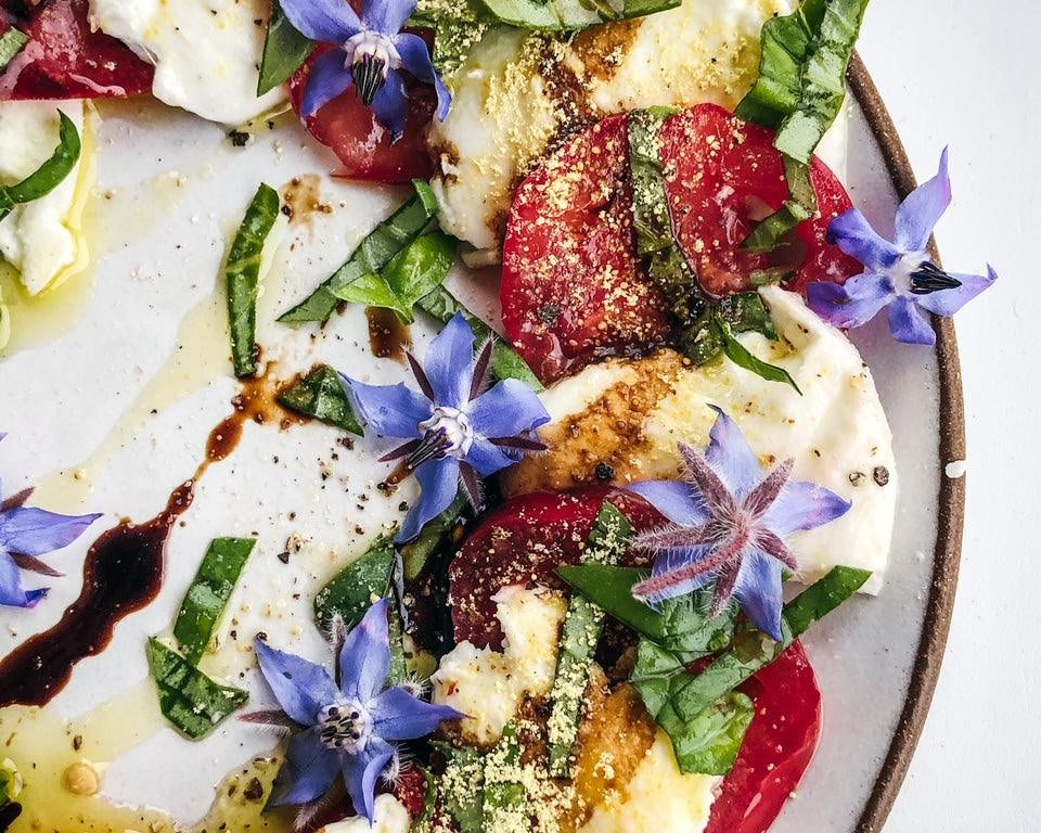 Caprese Salad with Pine Pollen - Root + Bones